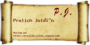 Prelich Jolán névjegykártya